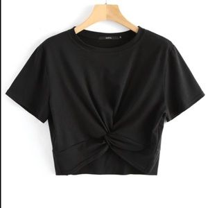 Cropped Tie Front T Shirt